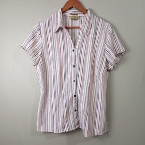 Notations Womens XL Multicolor Polka Dot Striped Short Sleeve Button Up